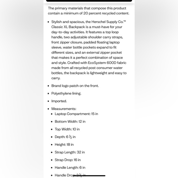 Herschel Classic XL Backpack Moonbeam - Picture 5 of 9